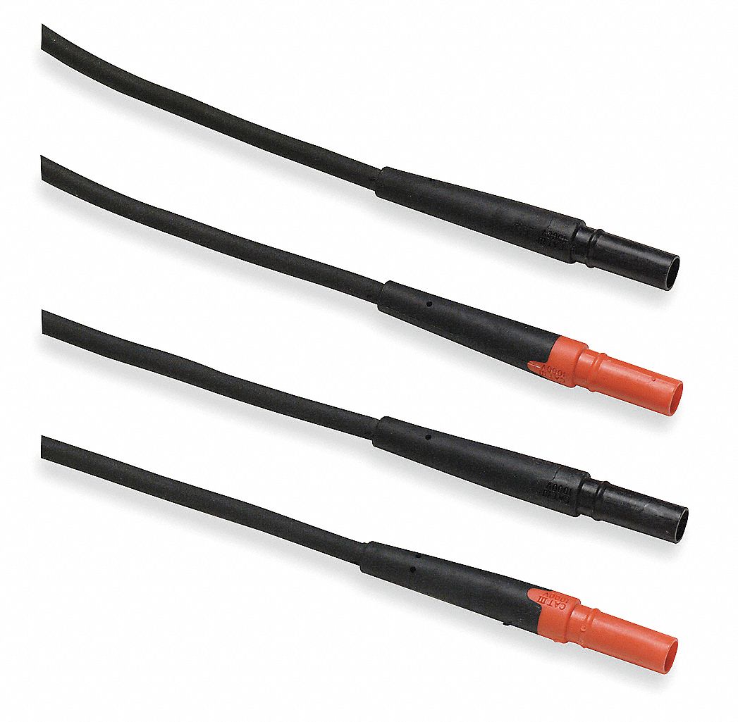 FLUKE Test Leads CAT III 1000V, Straight Shrouded Plug, Straight
