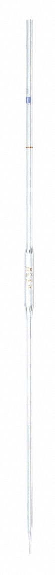 VOLUMETRIC PIPETTE, 1 ML CAPACITY, 1 ML GRADUATION INCREMENTS, NON-STERILE, GLASS, GRADE A