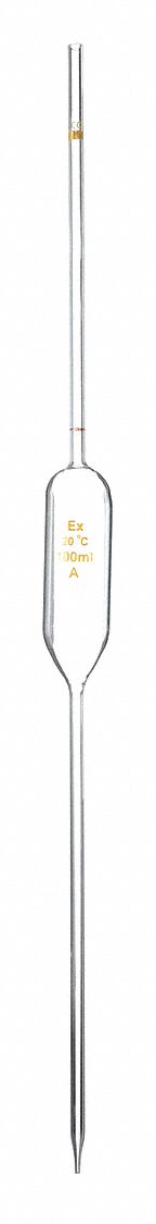 VOLUMETRIC PIPETTE, 100 ML CAPACITY, 100 ML GRADUATION INCREMENTS, NON-STERILE