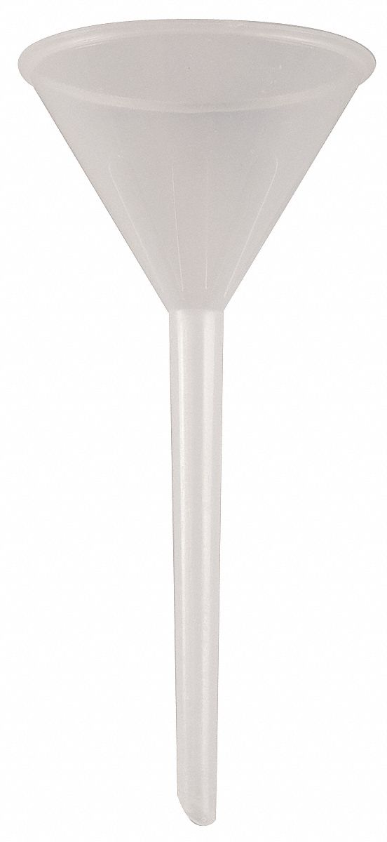 LAB SAFETY SUPPLY Plastic Funnel, Short Stem, Stem OD 10 mm, Stem
