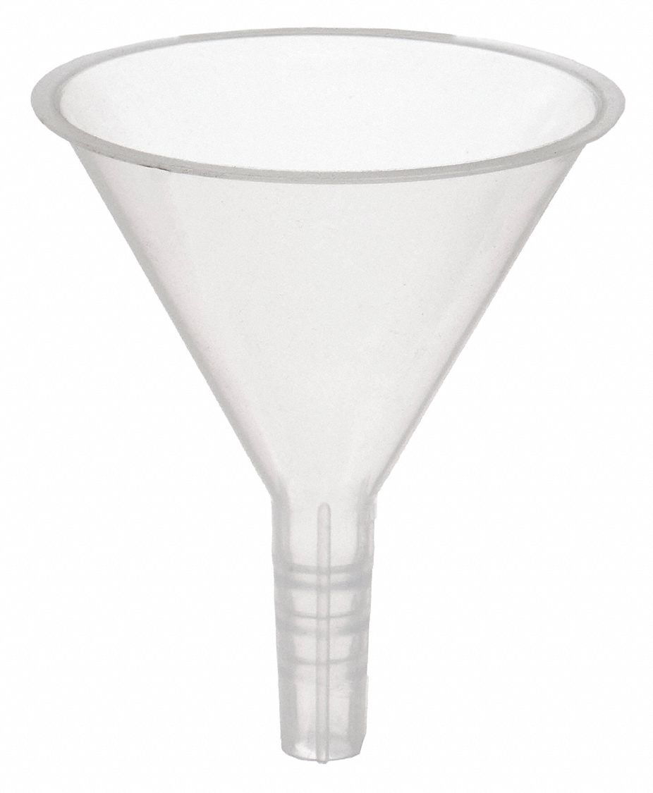 SHORT STEM FUNNEL, PLASTIC, 0.5 FL OZ CAPACITY, 15 ML CAPACITY, POLYPROPYLENE, CLEAR