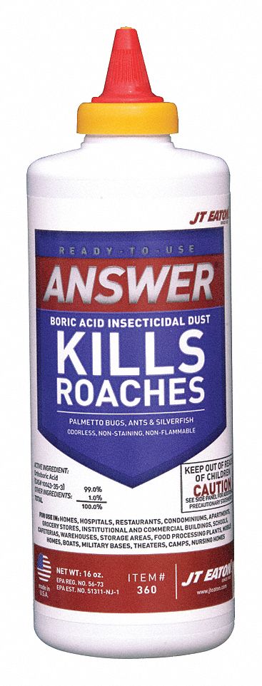 Crawling Insect Killer: Powder, Boric Acid, DEET-Free, Indoor/Outdoor, 16 oz