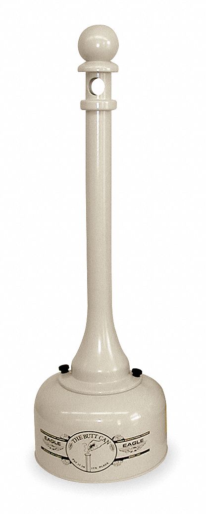 Cigarette Receptacle: 2 gal Capacity, 35 in Overall Ht, 11 in Container Dp, 11 in Base Dia