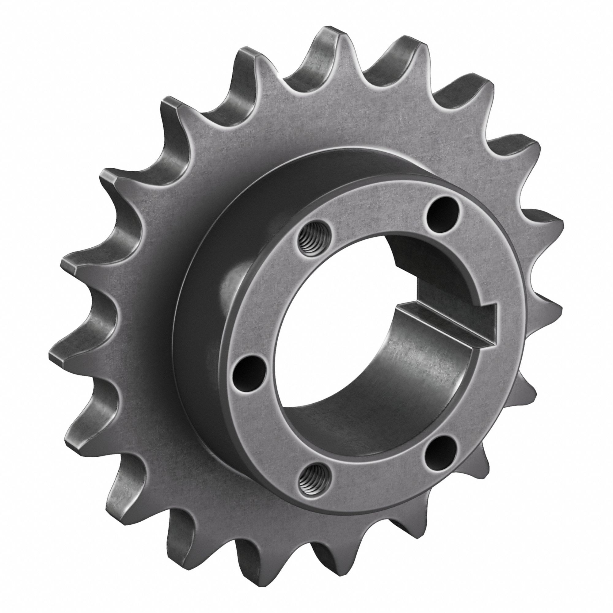 Sprocket: For 60 Chain, 19 Teeth, 4.557 in Pitch Dia, 4.945 in Outside Dia, Steel