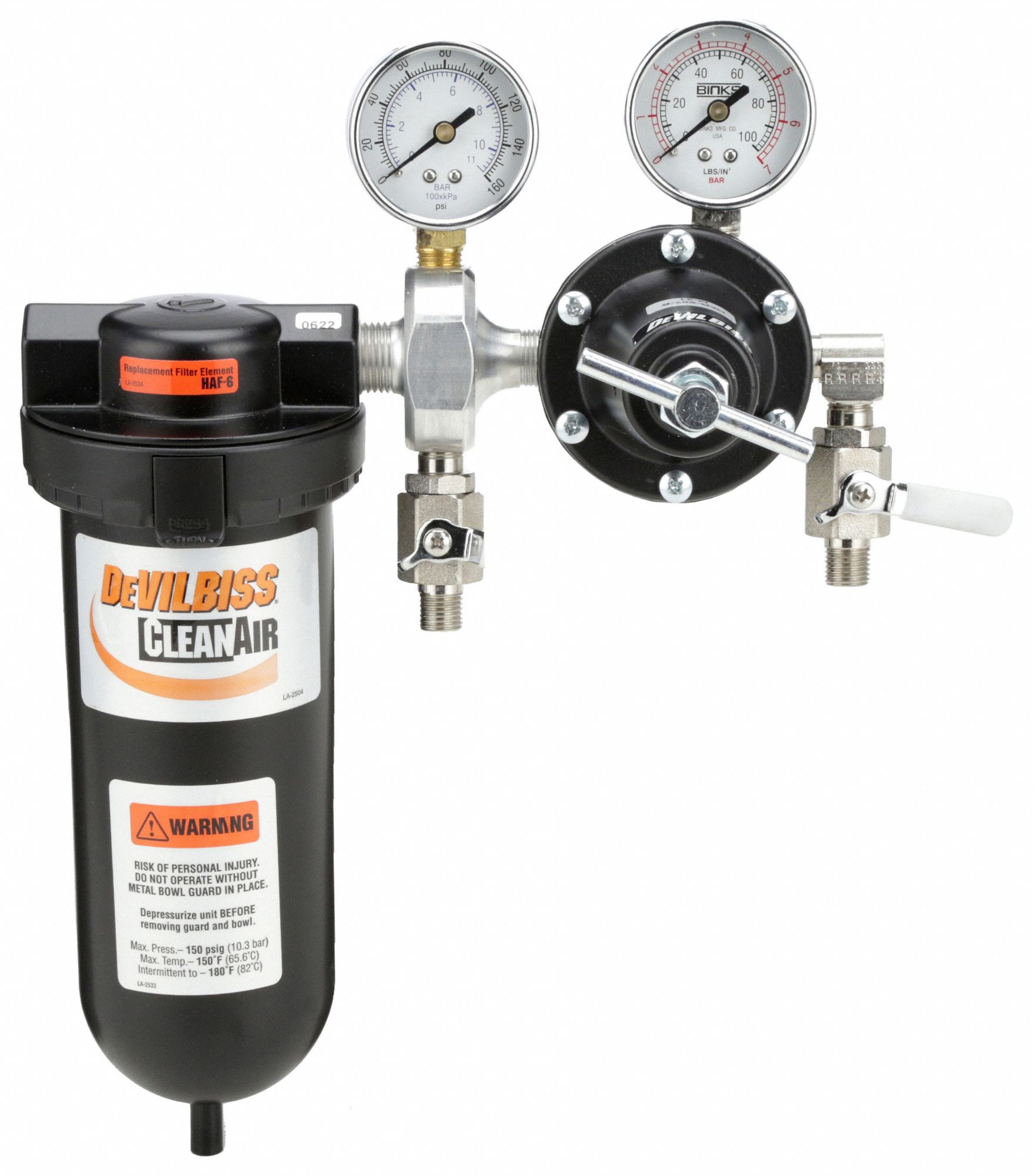 DEVILBISS, 1/2 in NPT, 50 cfm, FilterRegulator 5PVF5HFRL508 Grainger