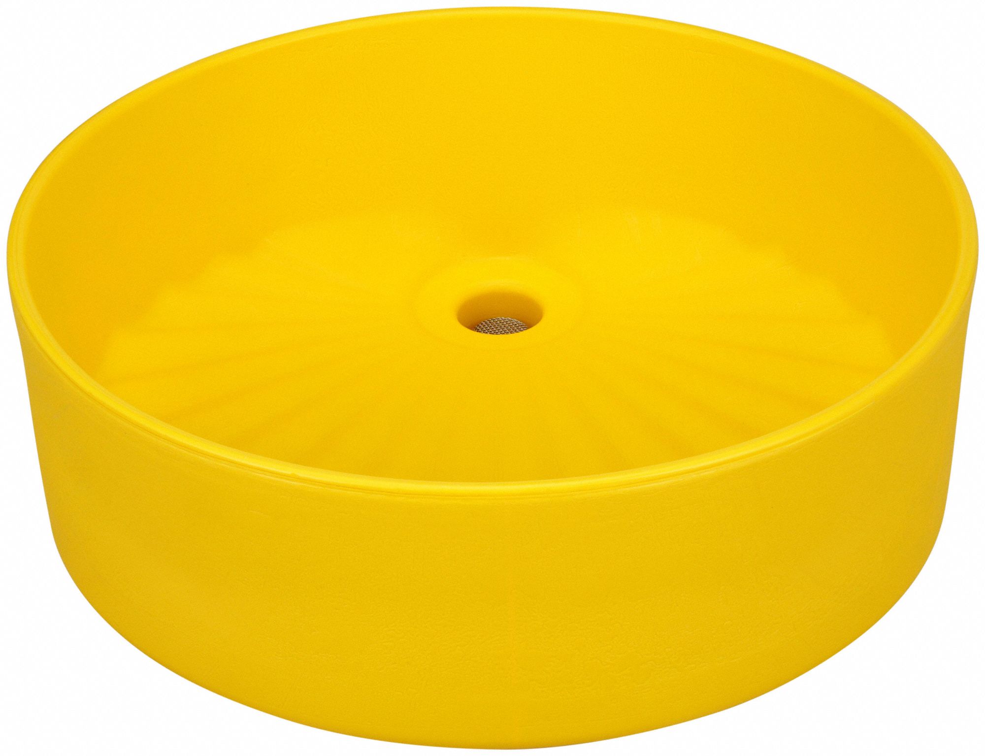 FUNNEL WITH SCREEN, YELLOW, 7 IN H, CHEMICAL RESISTANT, FOR USE WITH 30 GAL DRUMS, 55 GAL DRUMS
