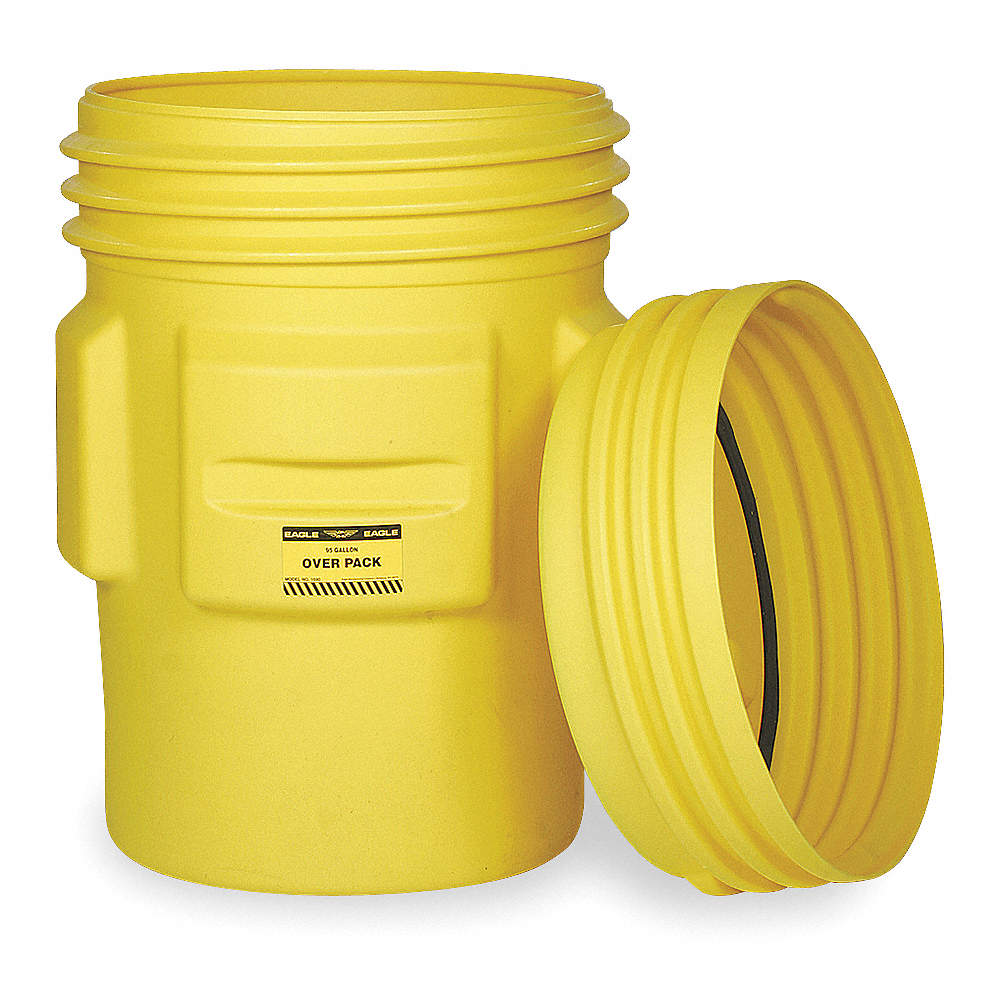EAGLE 1690 Overpack Drum,Open Head,95 gal.,Yellow