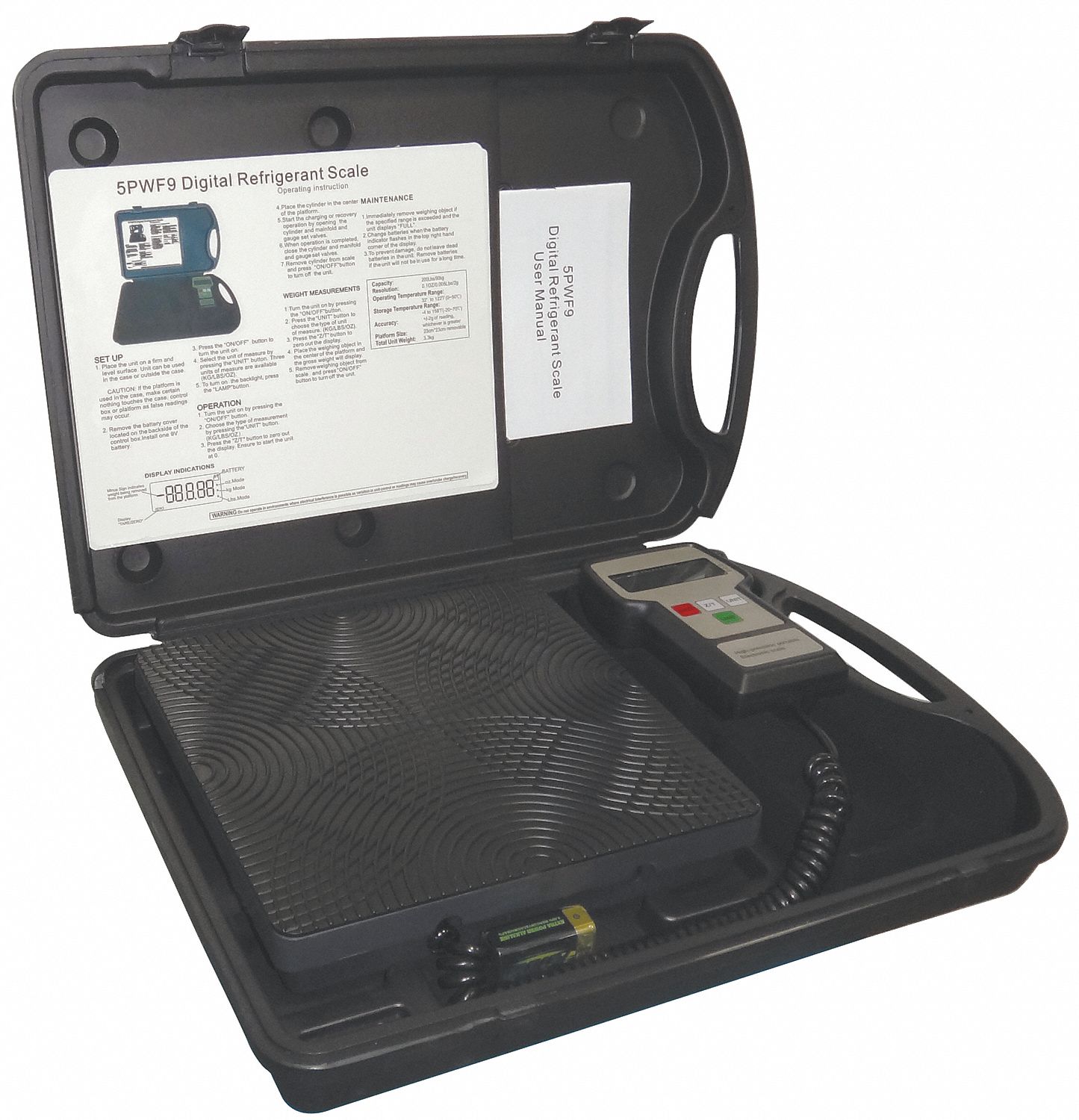 Charging Scale: 200 lb Max, Built-In Display, 9 in W x 9 in L, ± 2 g