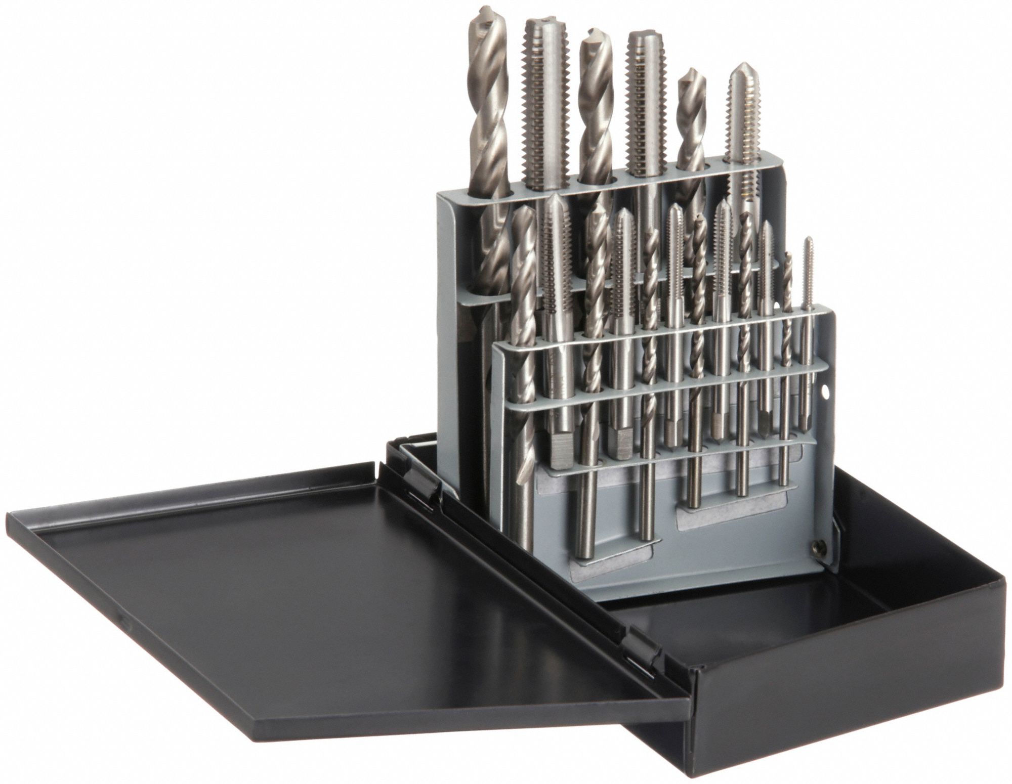 Drill Bit and Tap Set: 18 Pc, 5/16" to 27/64" Drills