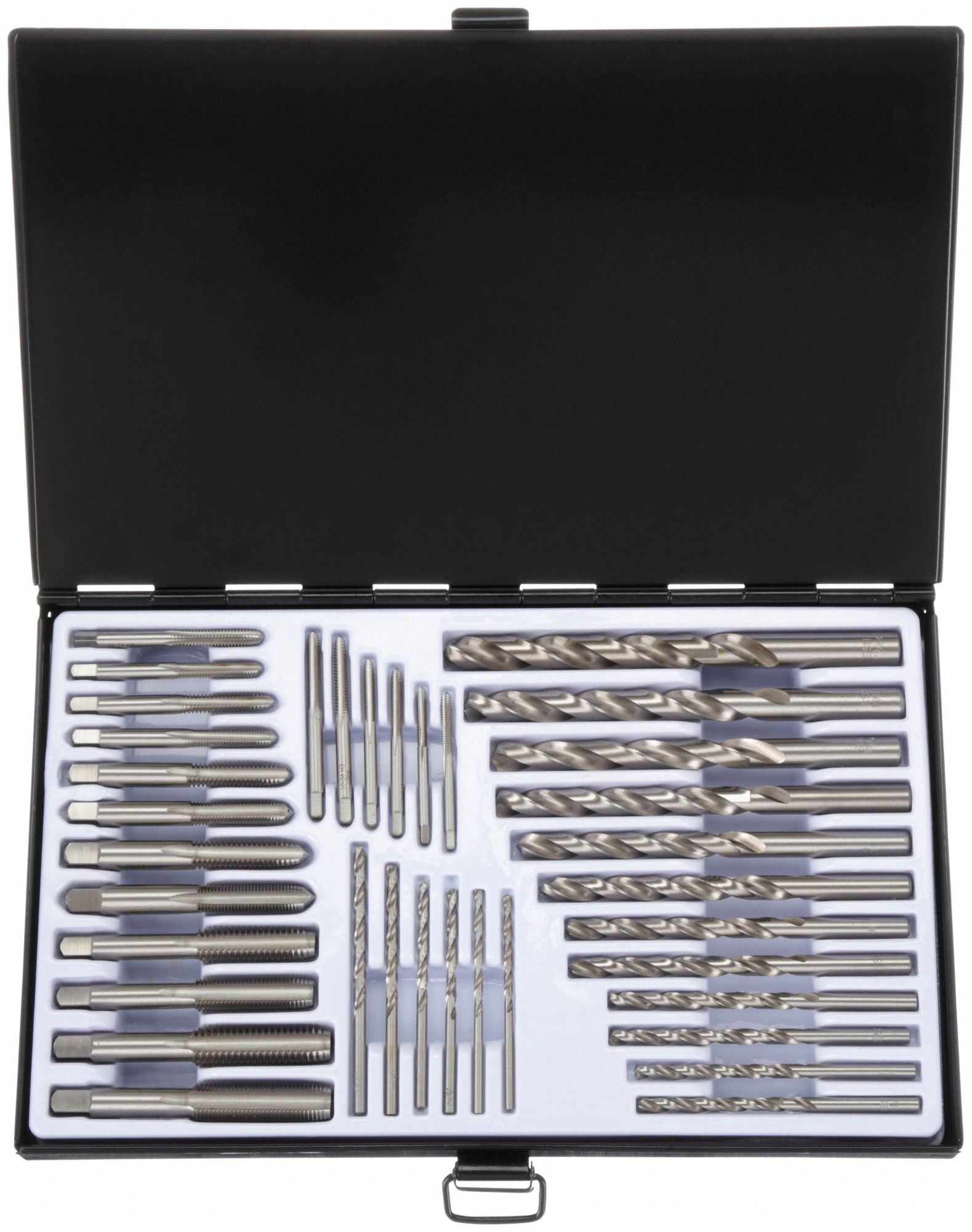 DRILL BIT & TAP SET, 36 PIECES, #6 SMALLEST THREAD, ½" LARGEST THREAD