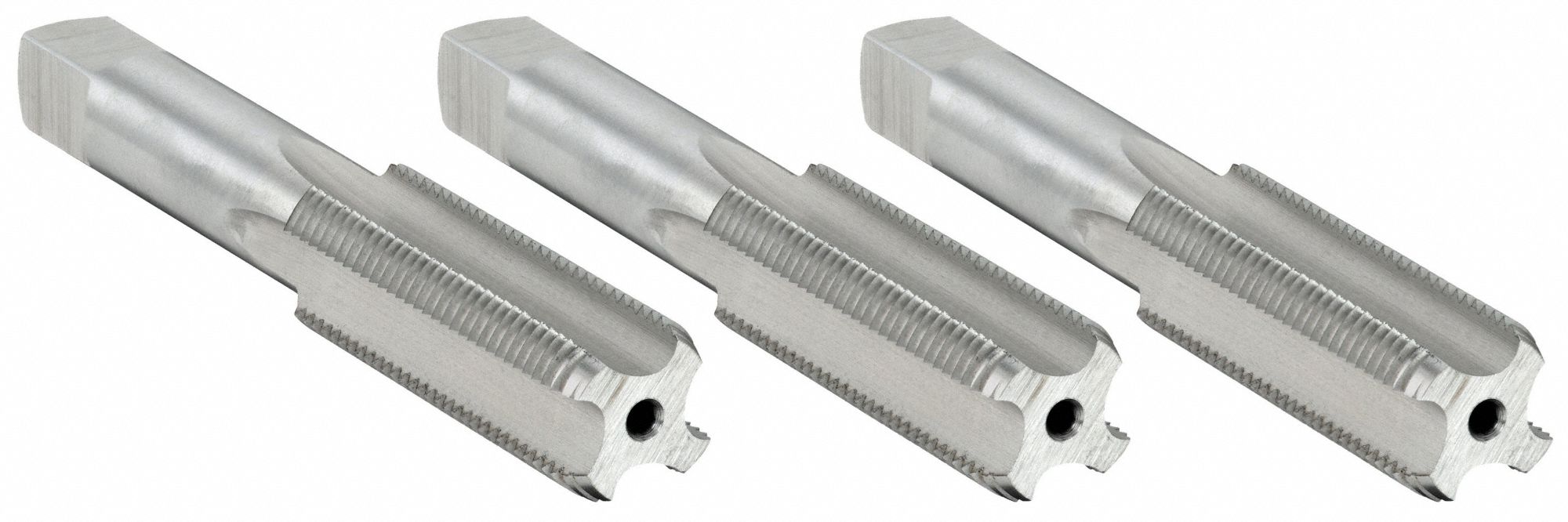 TAP SET, 1"-8 TAP THREAD, 2½ IN THREAD L, 5⅛ IN L, RIGHT HAND, 3 PK, HIGH SPEED STEEL