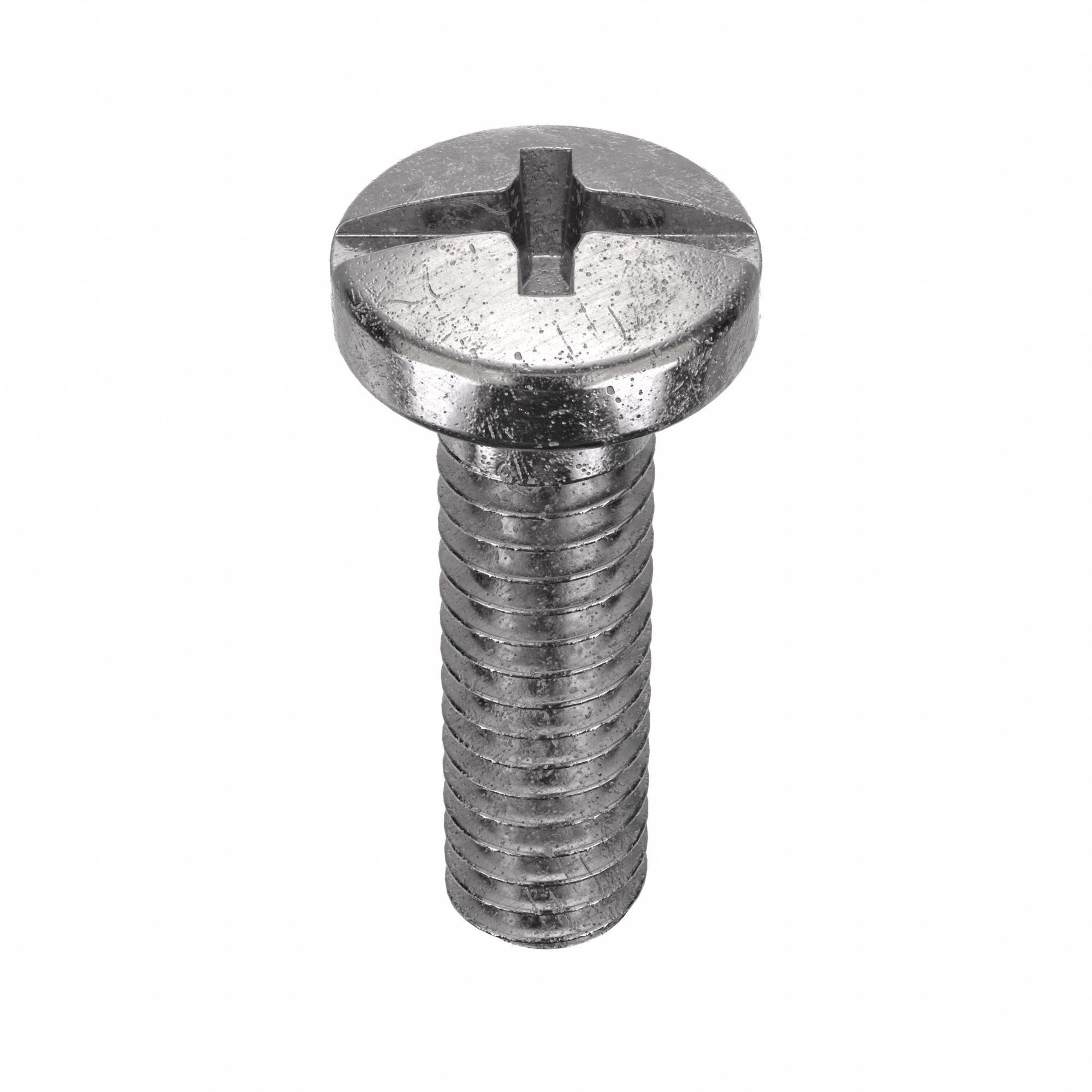 Machine Screw: #10-24 Thread Size, 1 in Lg, 316, Stainless Steel, Passivated, Pan, 50 PK