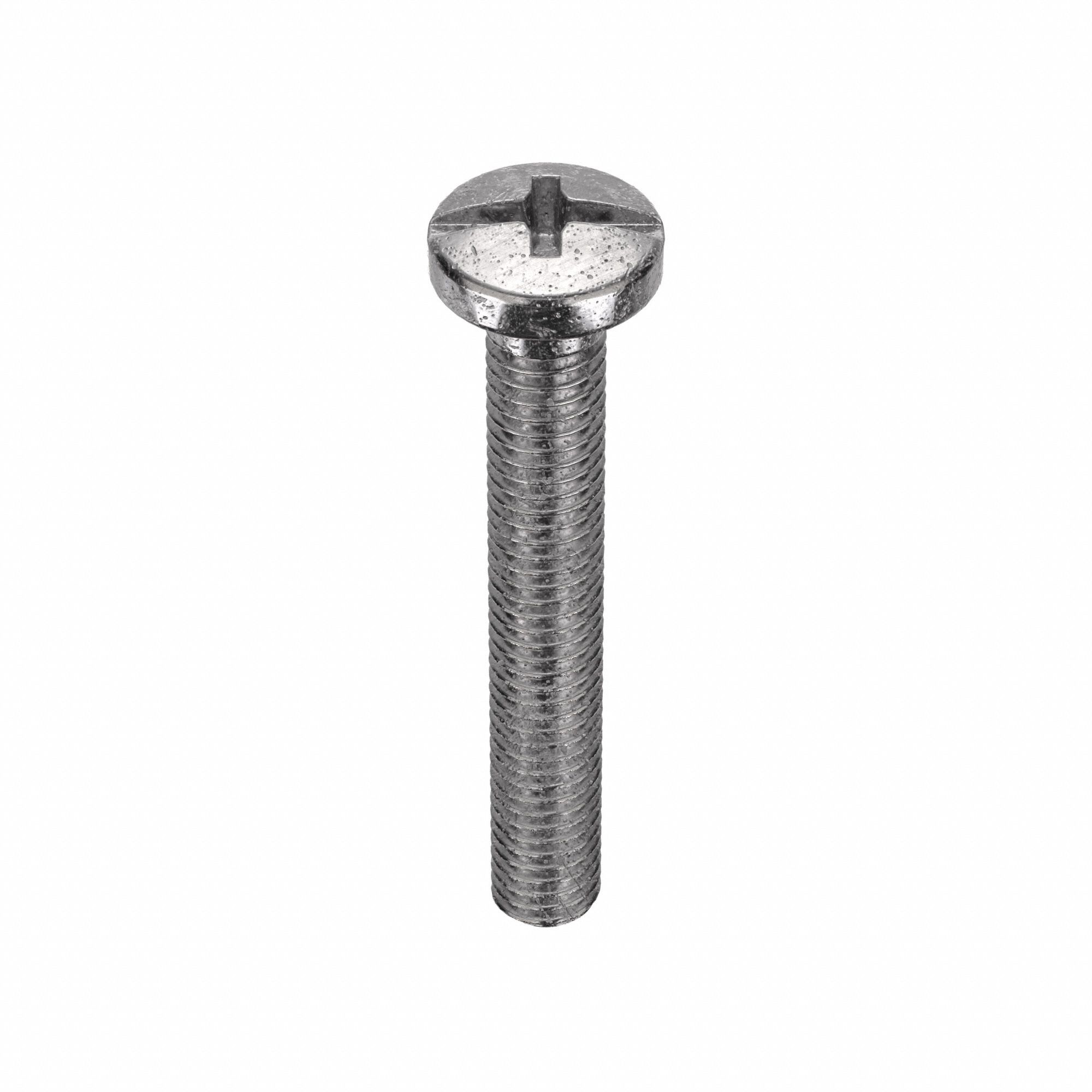 Machine Screw: #10-32 Thread Size, 1 1/4 in Lg, 18-8, Stainless Steel, Plain, Pan, 5 PK