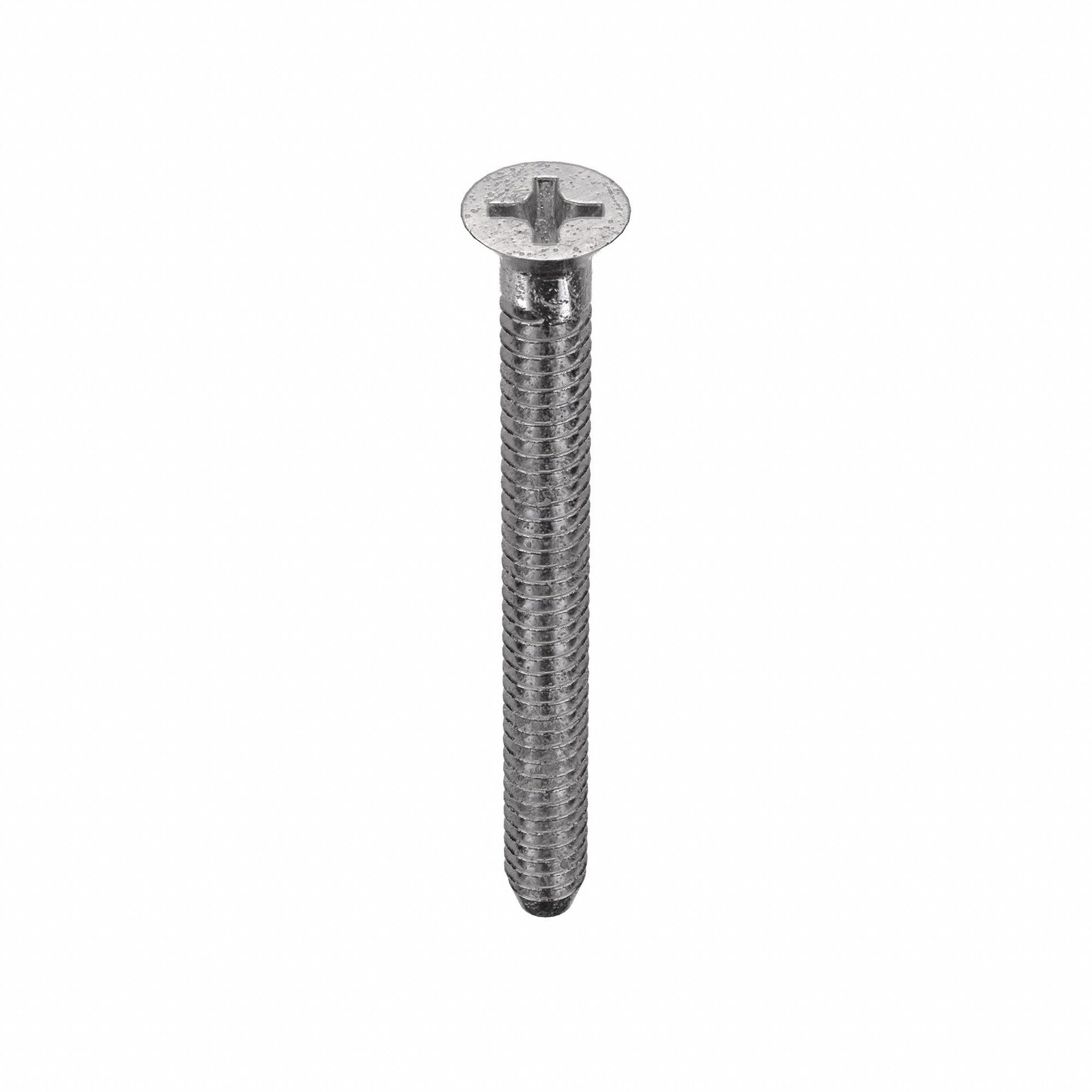 Machine Screw: #6-32 Thread Size, 1 1/4 in Lg, 18-8, Stainless Steel, Plain, Flat, Phillips, 5 PK