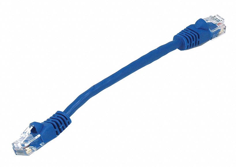 VOICE AND DATA PATCH CORD, ROUND, 24 AWG, BLUE, 4975, 0.5 FT OVERALL L, 5E, UNSHIELDED