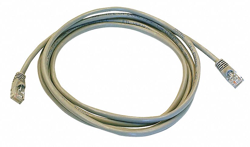 Voice and Data Patch Cord: Unshielded, Cat 5e, 7 ft Overall Lg, PVC, Round, 24 AWG, Gray