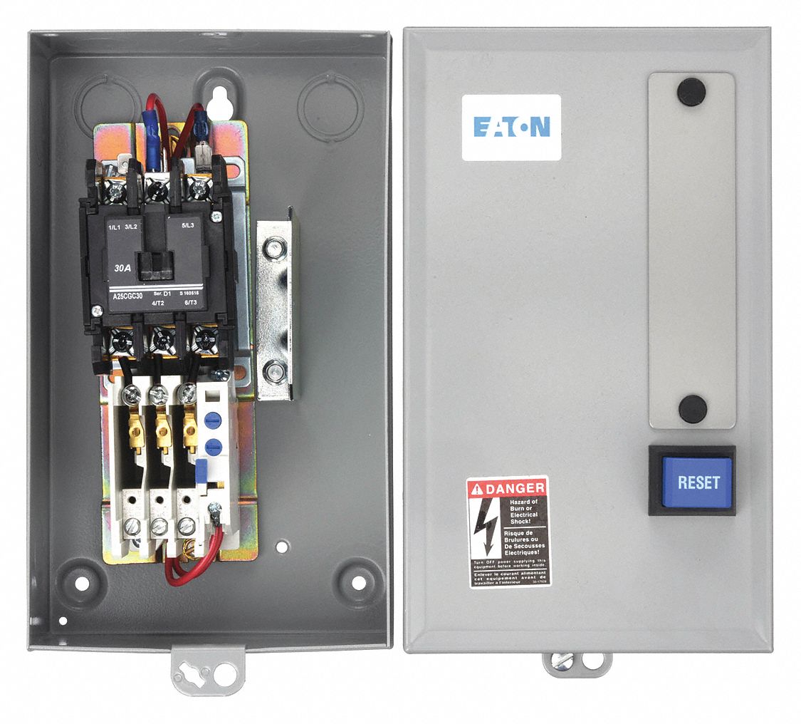 Definite Purpose Magnetic Motor Starter: Non-Reversing, 3 Poles, 30 A, 120V AC Coil, Thermal