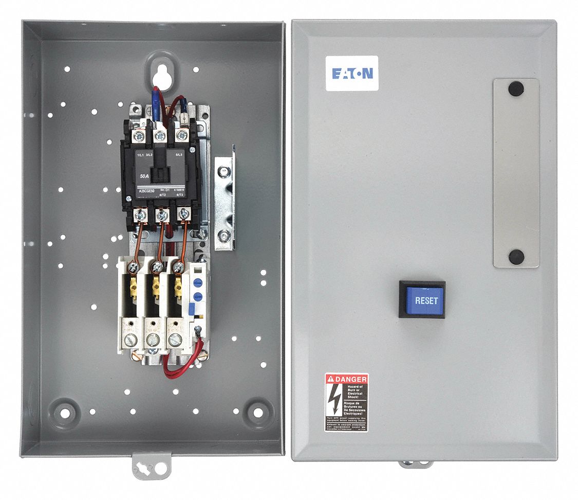 Definite Purpose Magnetic Motor Starter: Non-Reversing, 3 Poles, 50 A, 120V AC Coil, Thermal