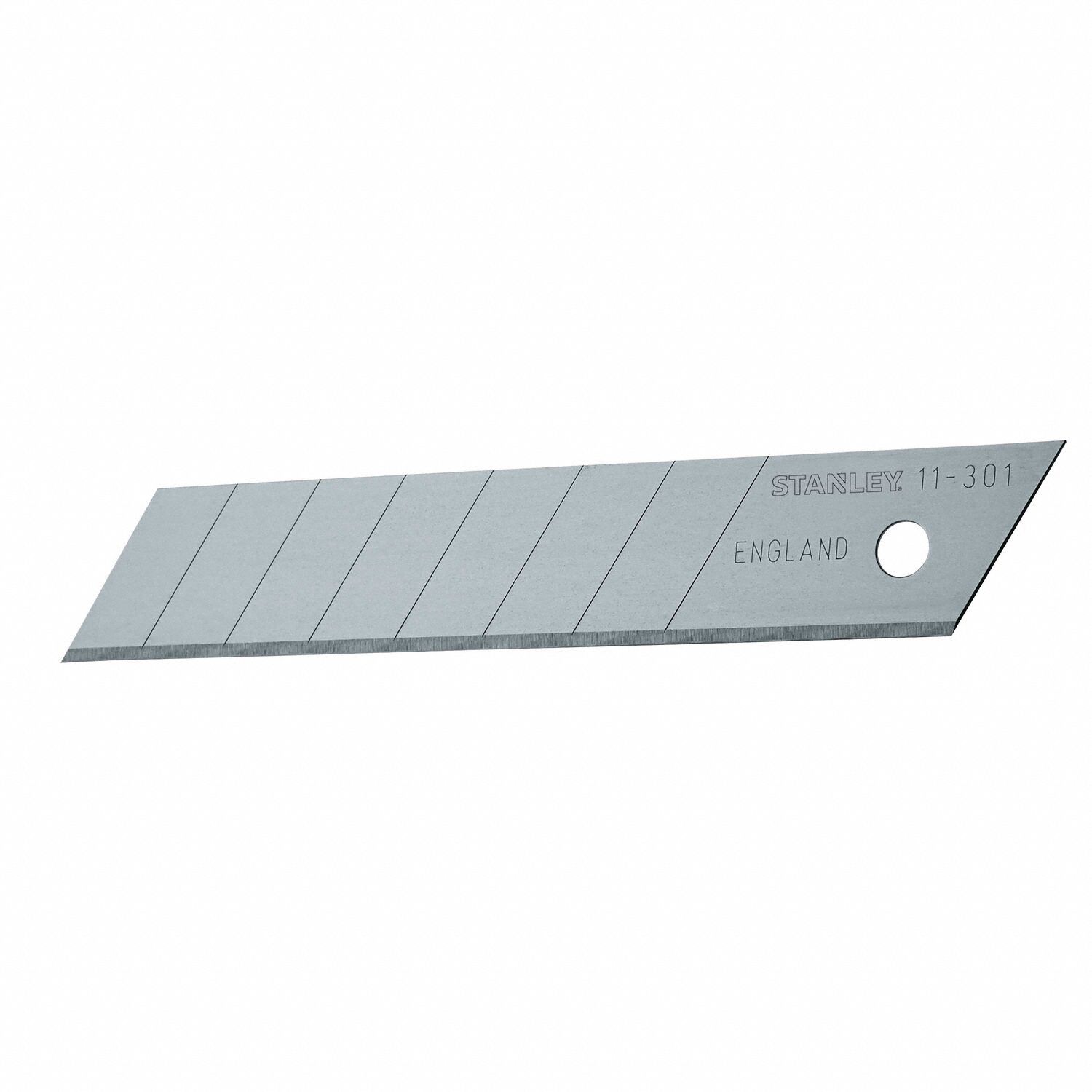 Snap-Off Blade: 4 1/4 in Blade Lg, 11/16 in Blade Wd, 0.02 in Blade Thick, 8 Segments, 3 PK