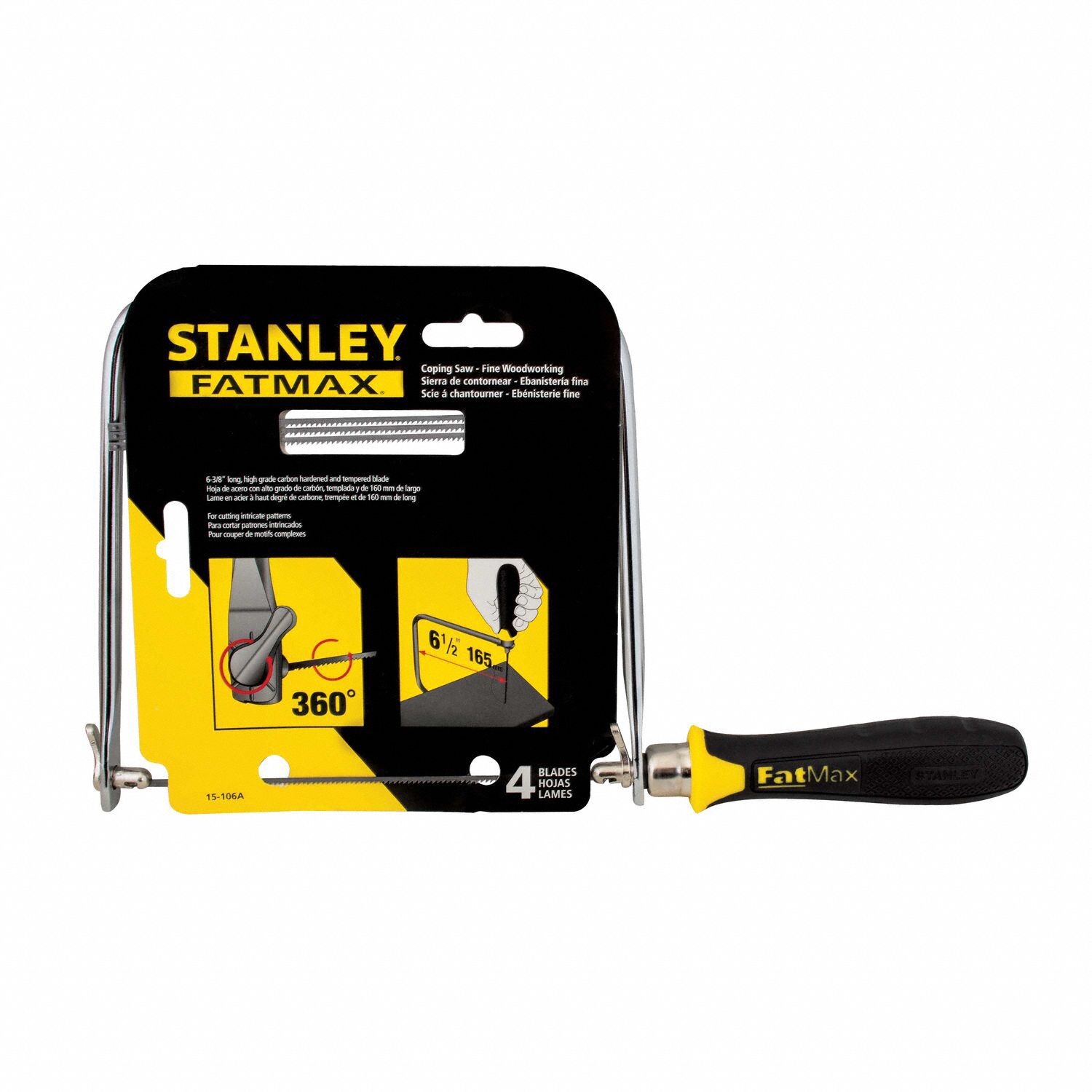 STANLEY Coping Saw, 13 in Overall Length, Blade Length 6 1/2 in, Steel