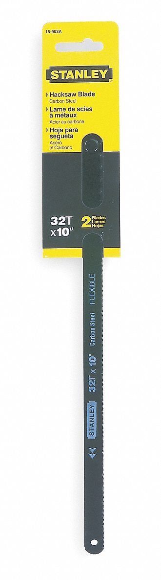 HACKSAW BLADE, 12 IN BLADE L, STEEL, 32, 1/2 IN BLADE W, 0.03125 IN BLADE THICK, 2 PK