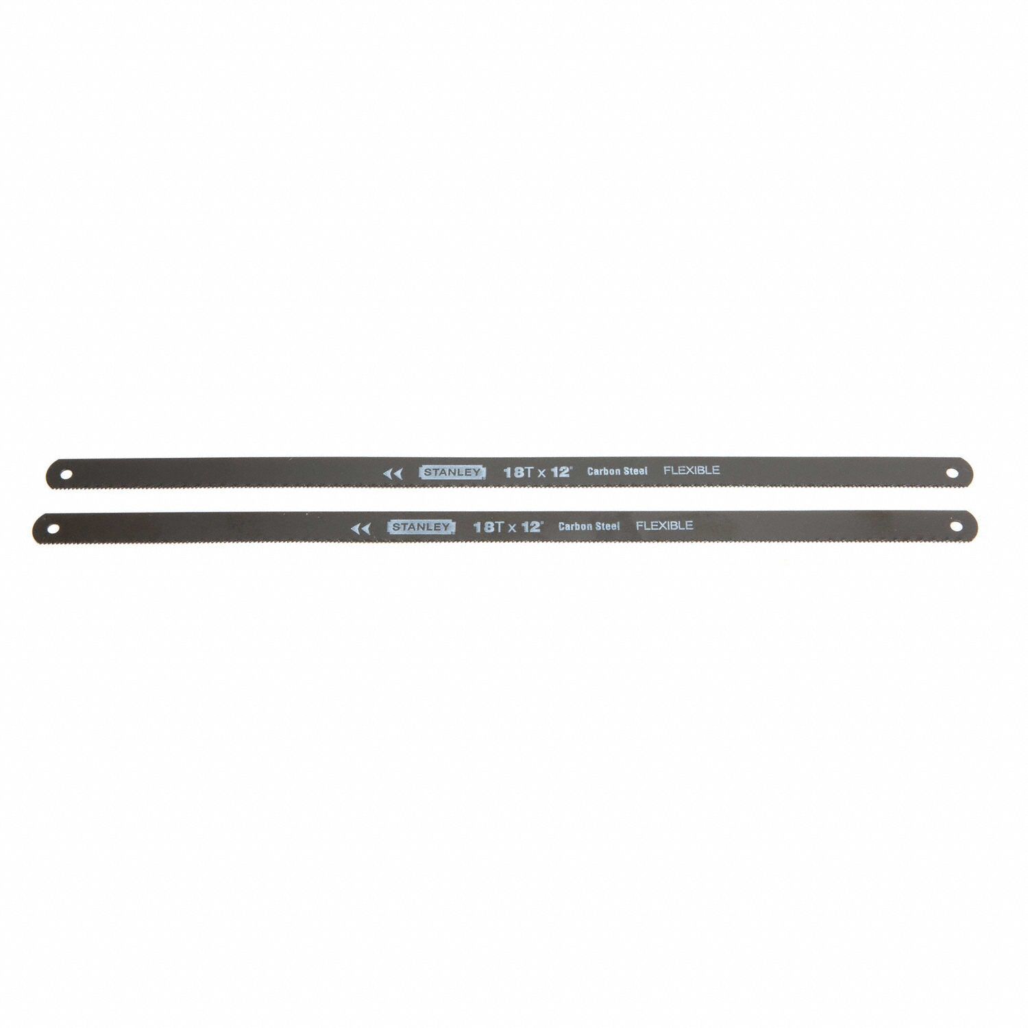 Hacksaw Blade: 12 in Blade Lg, Steel, 18, 1/2 in Blade Wd, 0.03125 in Blade Thick, 2 PK