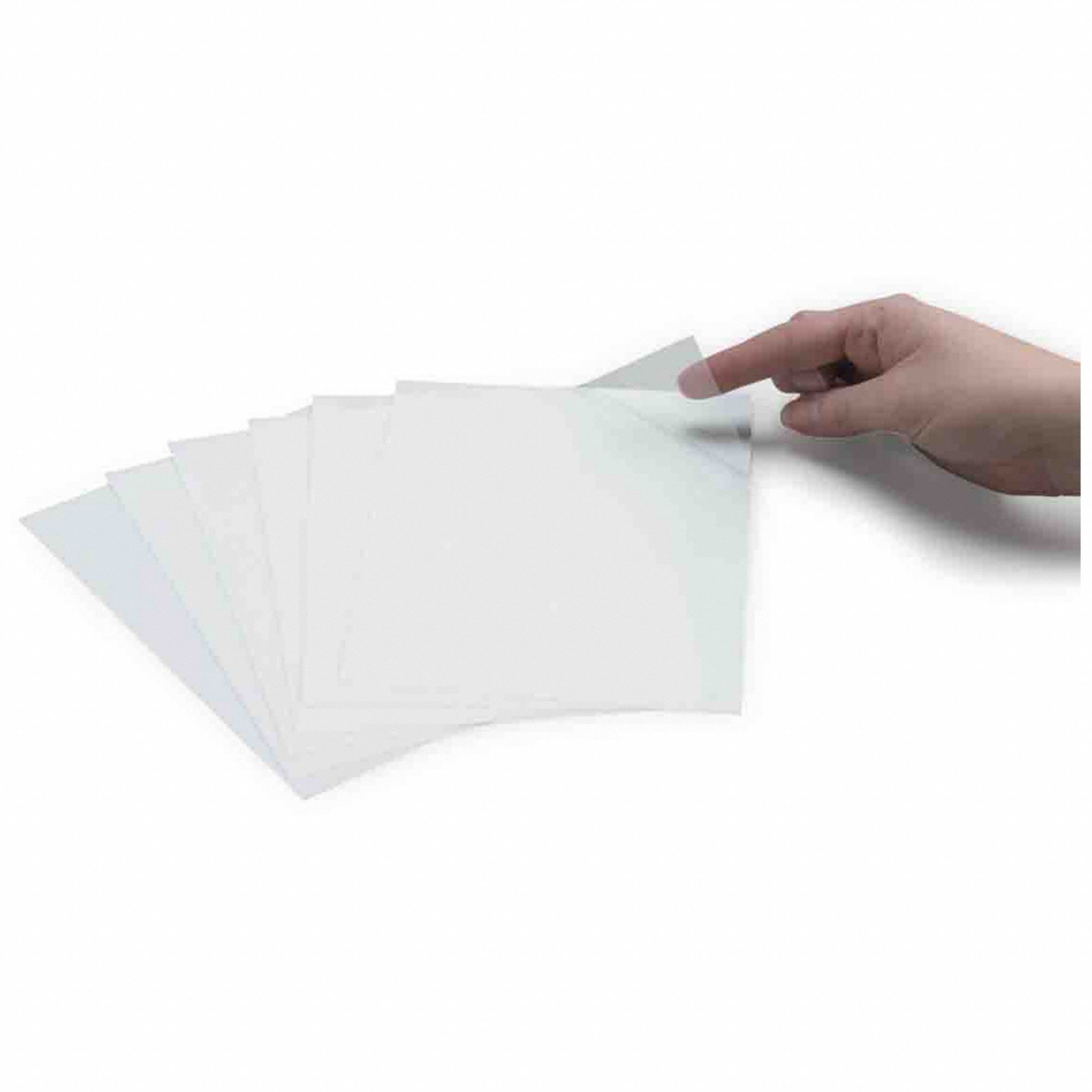 Laminate Sheet: Laminate Sheet, Polyester, Clear, Permanent Adhesive, 5 1/2 in Ht, 7 1/2 in Wd