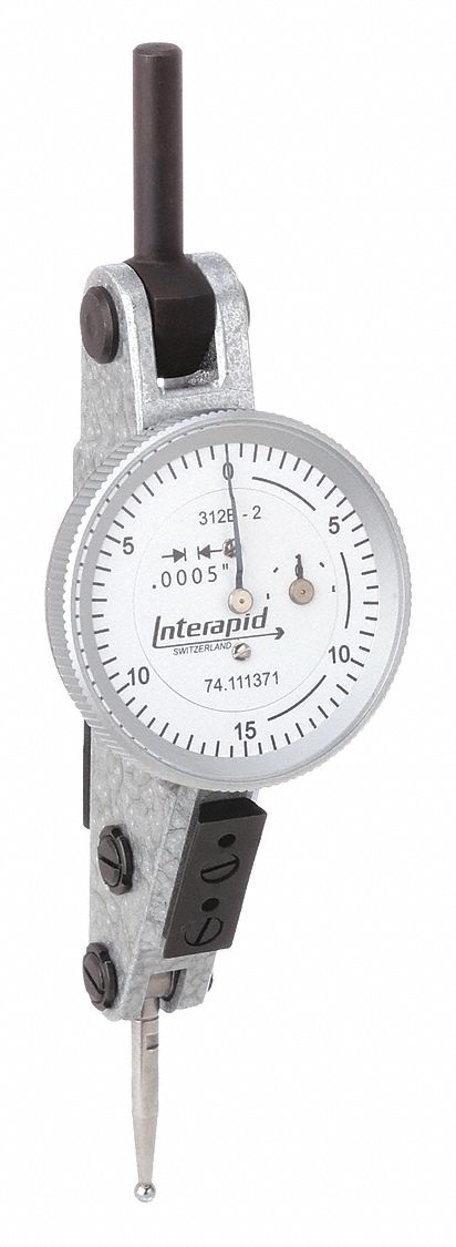 TILTED FACE DIAMETER TEST INDICATOR, TILTED FACE, 0 TO 0.06 IN RANGE, WHITE