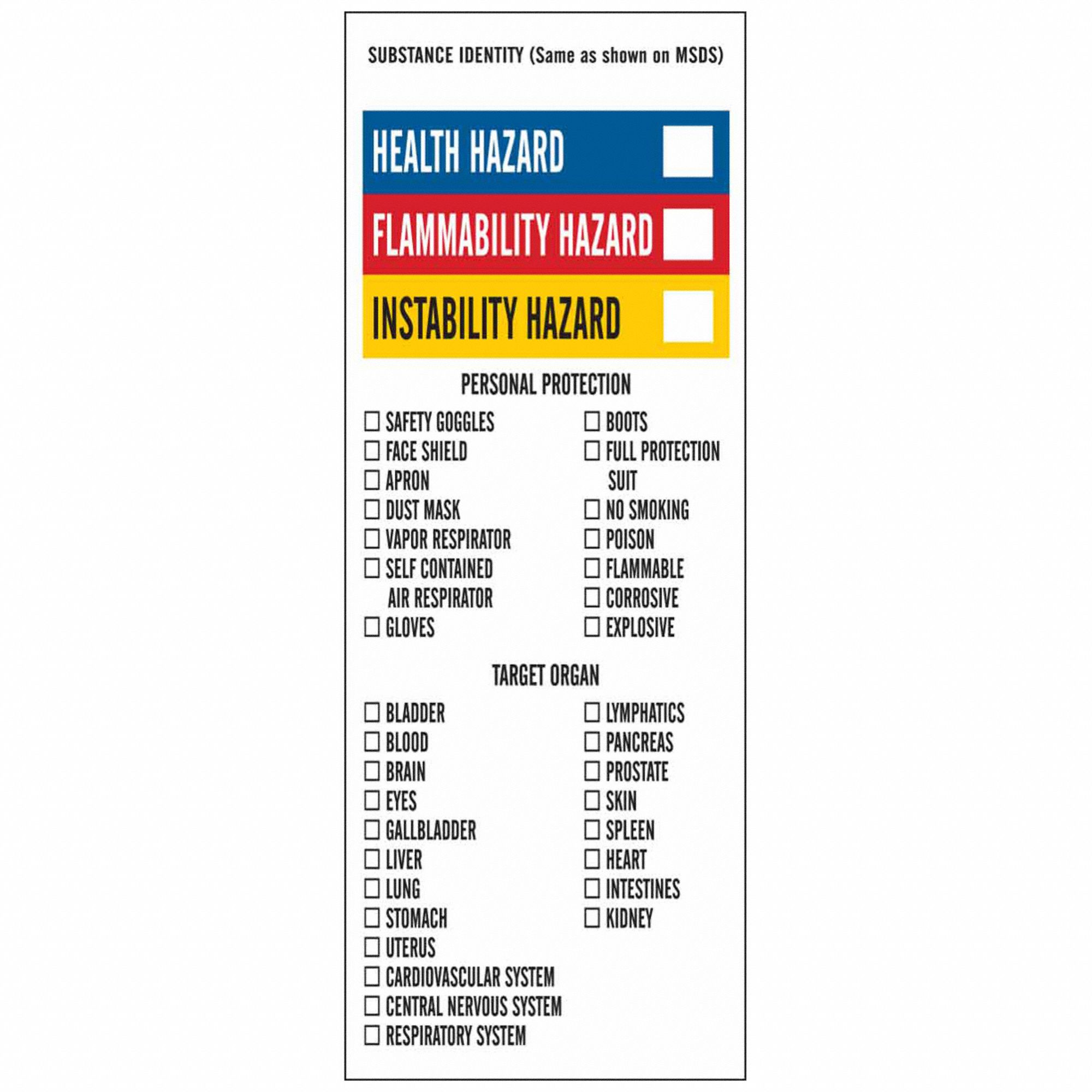 NFPA Label: 8 in Ht, 3 in Wd, Vinyl, Adhesive, 3 in x 8 in, 500 PK