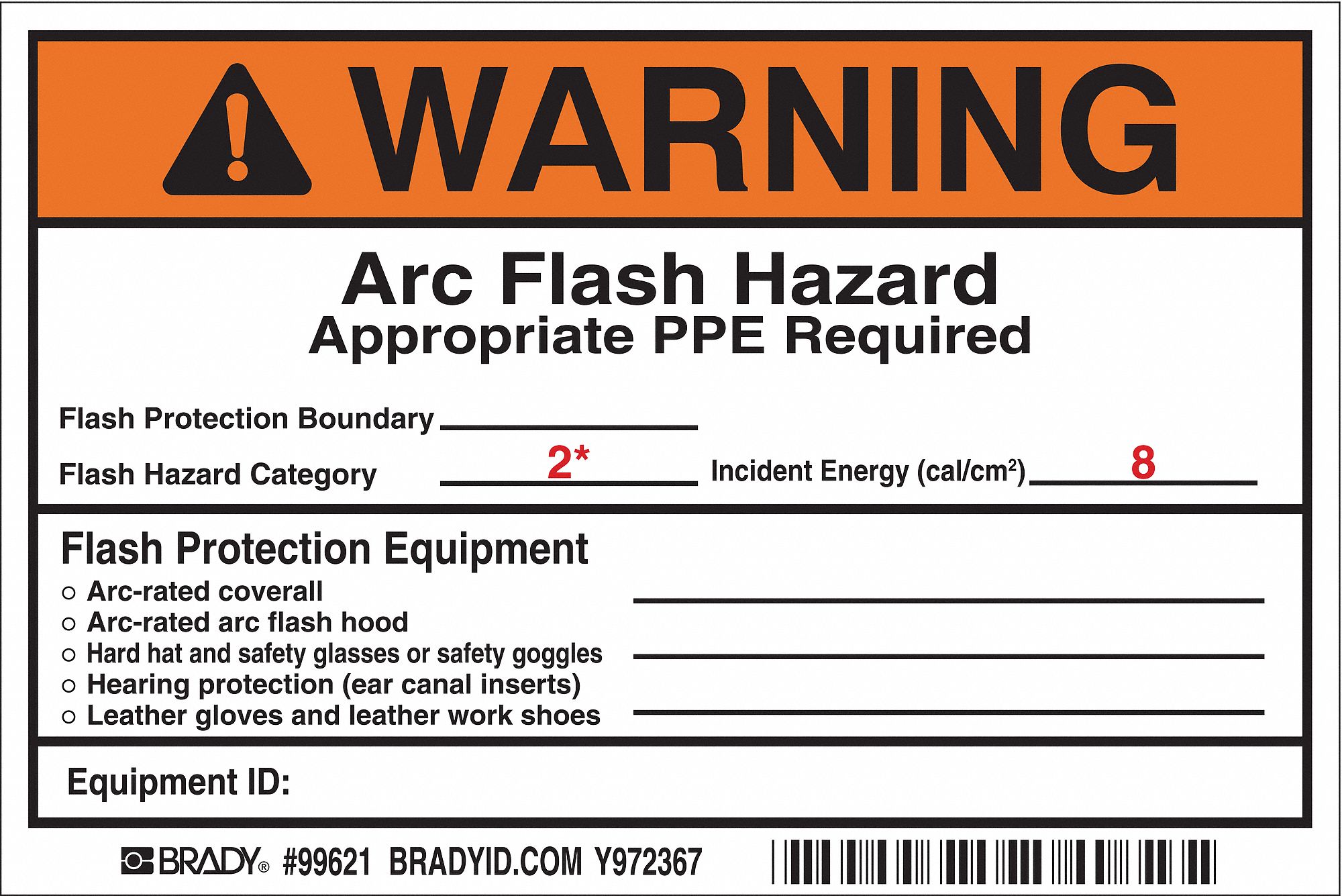 Arc Flash Protection Label, Write On Vinyl With Acrylic Adhesive, 6
