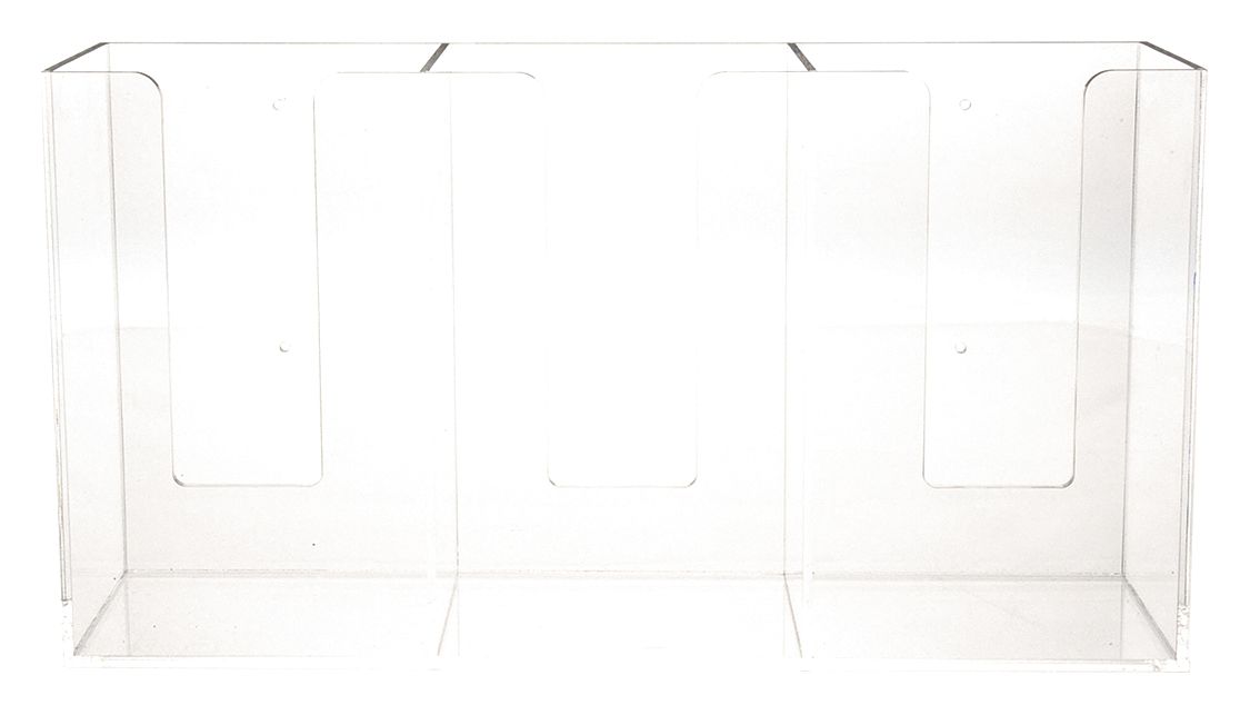 GLOVE DISPENSER, CLEAR, ACRYLIC, 11 7/8 IN X 20 IN X 4 IN, 3 BOXES
