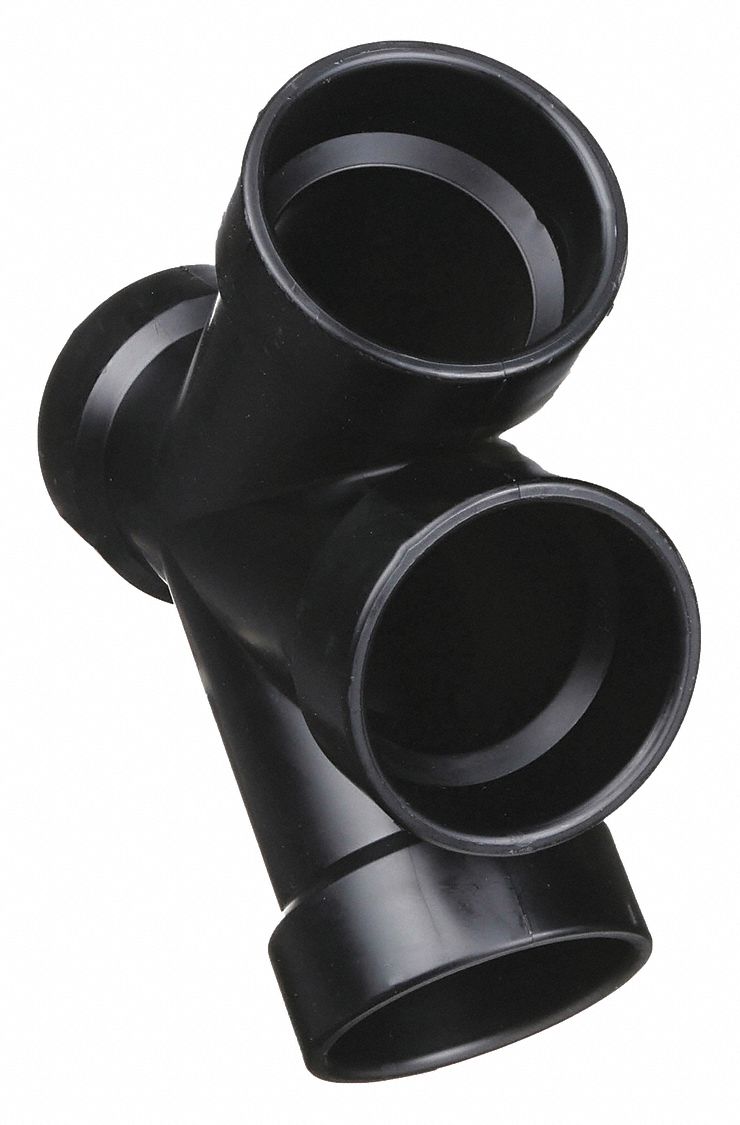 DOUBLE WYE: 4 IN X 4 IN X 4 IN X 4 IN FITTING PIPE SIZE, SCHEDULE 40, BLACK