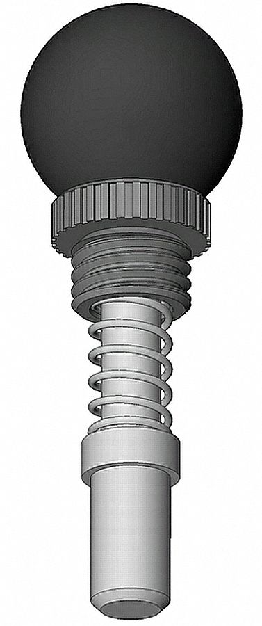 Weld Mount Retractable Spring Plunger: Ball Knob, 0.5 in Plunger Wd, 0.55 in Plunger Projection