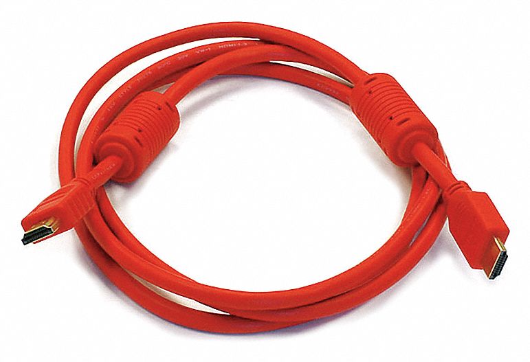 MONOPRICE Cable HDMI, Longitud 6 pies, Alta Velocidad, Rojo, Para su Uso Con Equipo Audiovisual