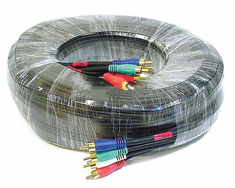 MONOPRICE 50 ft Component, RG59/U RCA Audio/Video Cable, Black; For
