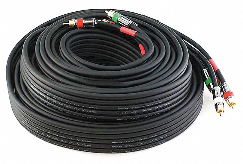 MONOPRICE 35 ft Component, RG6 RCA Audio/Video Cable, Black; For Use