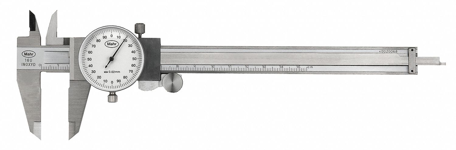 MAHR 4107005 Dial Caliper,0-150mm,0.01mm Grad,White 5RHK3