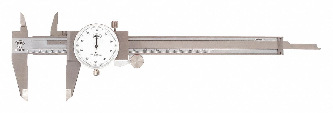 DIAL CALIPER, 0 TO 15MM RANGE, +/-0.03MM ACCURACY, 0.01MM DIAL GRADUATION, 4-WAY