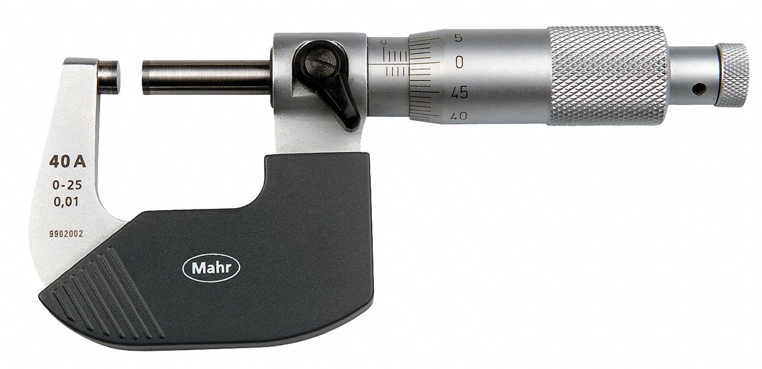 MAHR INC Mechanical Outside Micrometer, Range 0 to 1 in, Mechanical