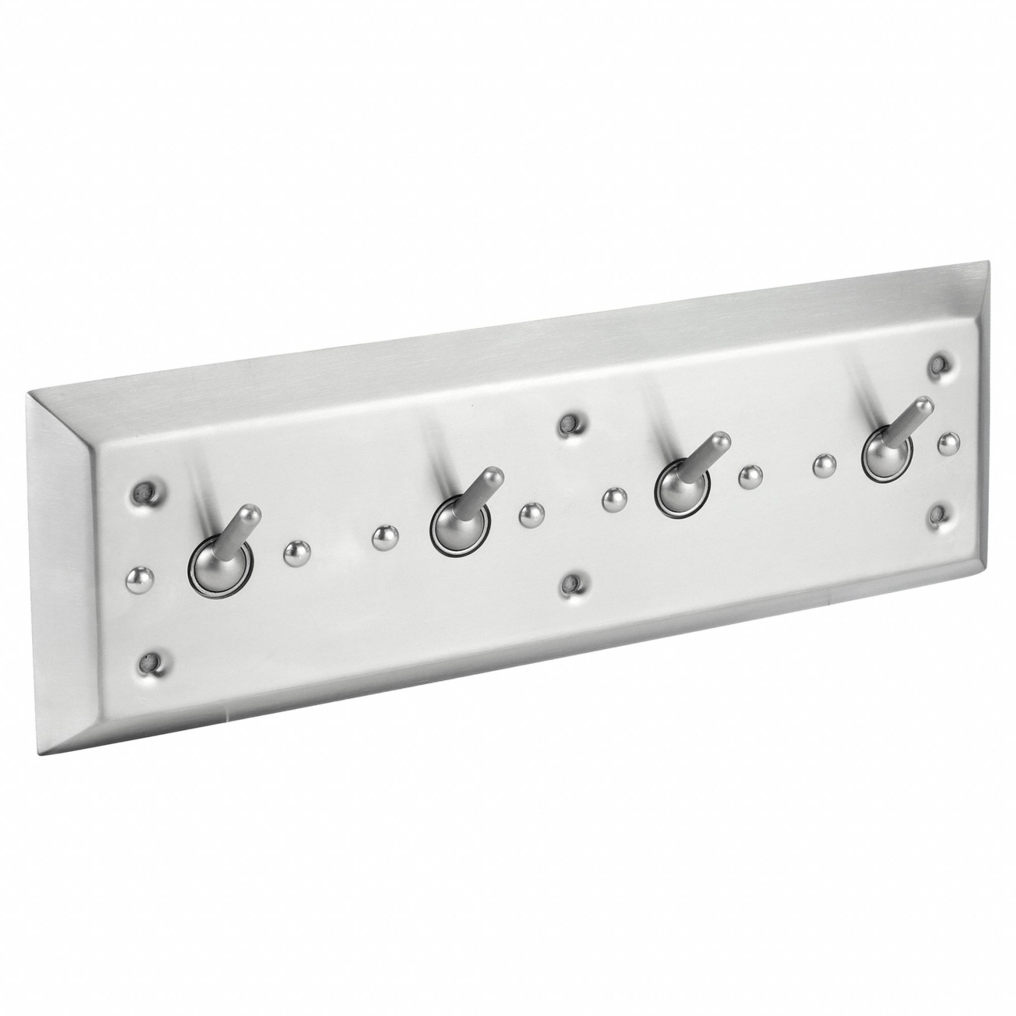 Clothes Hooks: 1828, 4 Hooks, Stainless Steel, Satin, 5 1/2 in x 5 1/2 in x 7/8 in, Wall