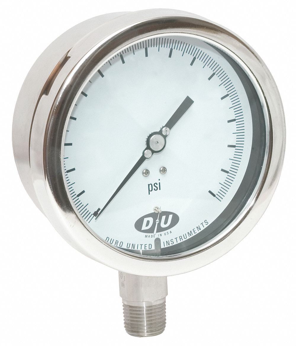 Pressure Gauge, Test Gauge Type, 0 to 10,000 psi Range, 4-1/2" Dial Size