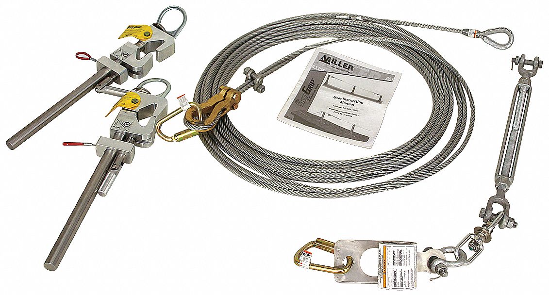 HORIZONTAL LIFELINE KIT, 60 FT LENGTH, PERMANENT, VERTICAL STRUCTURES, BOLT-ON