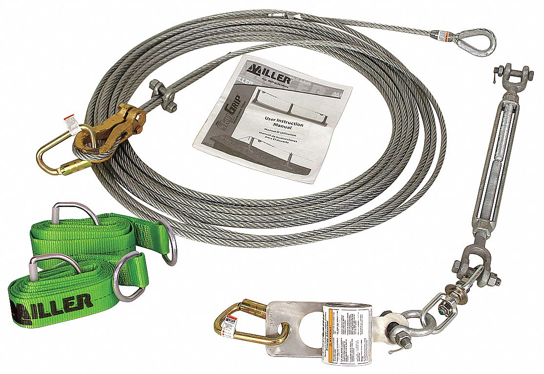 HORIZONTAL LIFELINE KIT, 60 FT LENGTH, PERMANENT, VERTICAL STRUCTURES, BOLT-ON