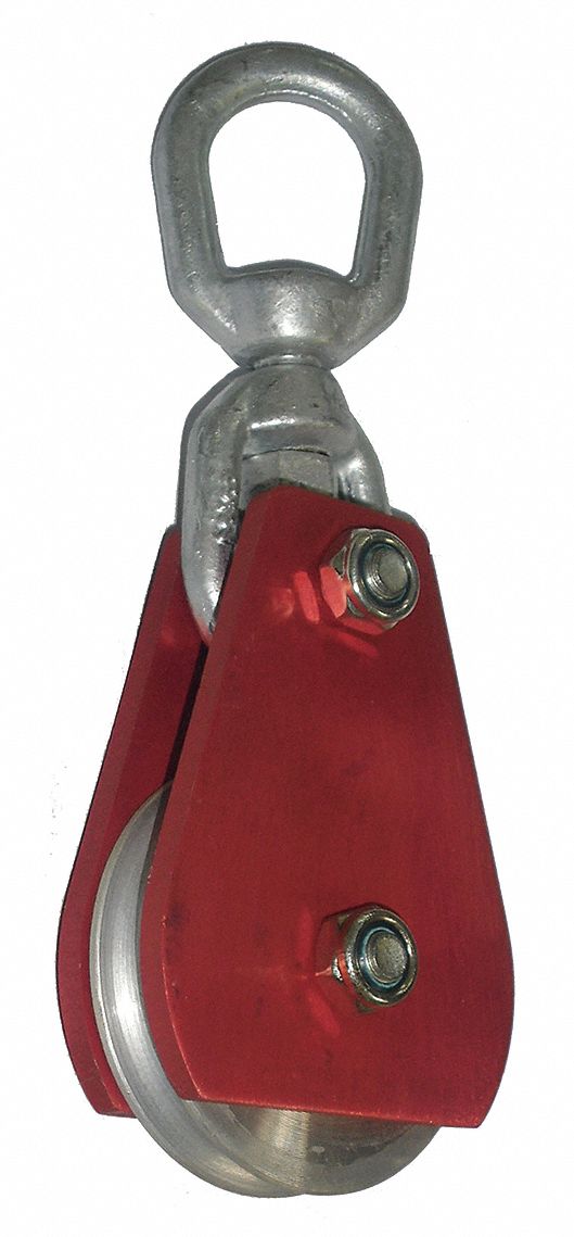 Pulley Block, Swivel Eye, Designed For Synthetic Rope, 4 in Sheave
