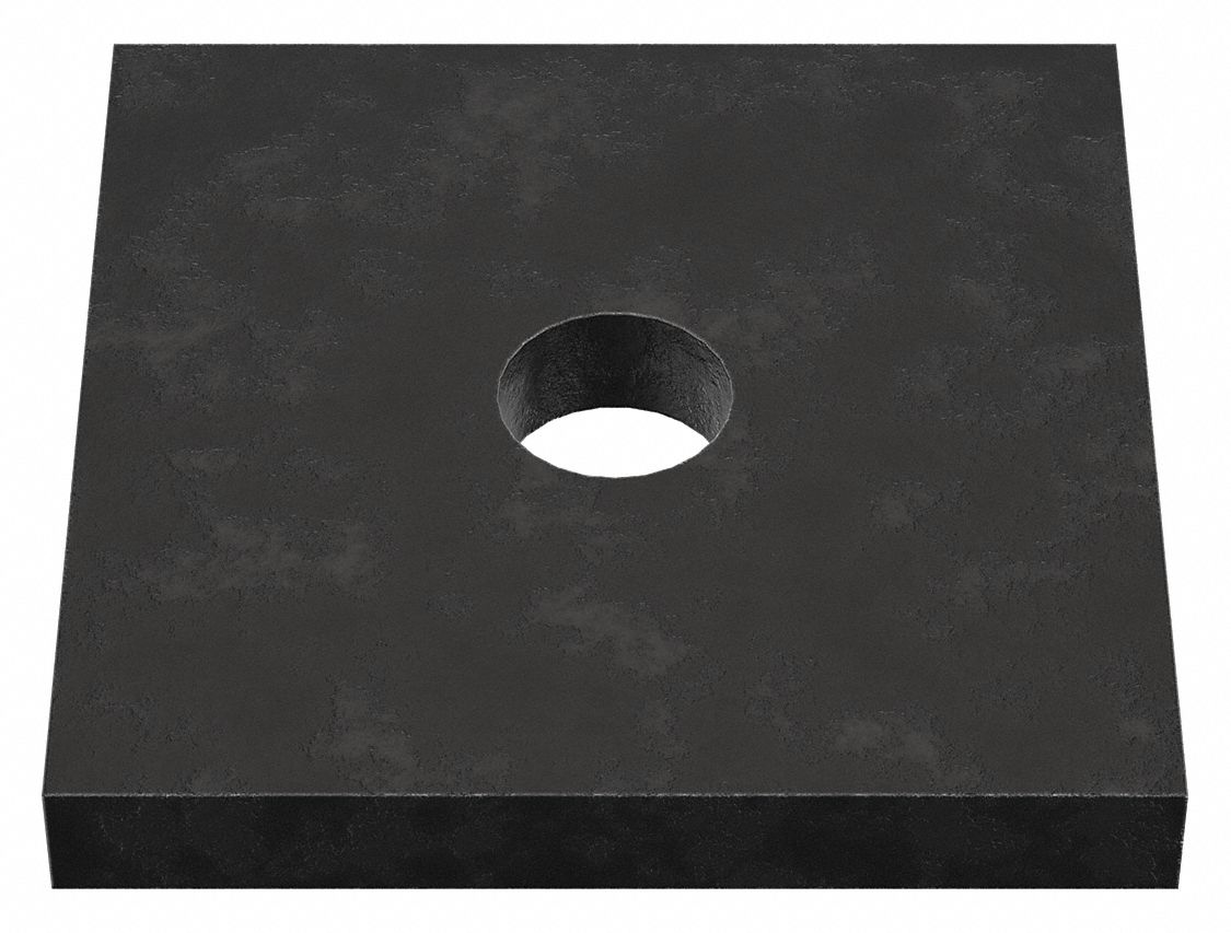 Square Washer: Case Hardened, Black Oxide, Steel, 3/8 in Screw Sz, 0.438 in In Dia, 2 in Washer Lg