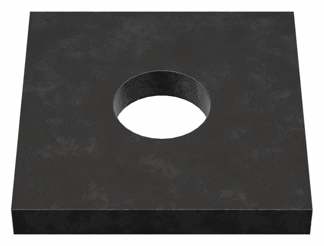Square Washer: Case Hardened, Black Oxide, Steel, 5/8 in Screw Sz, 0.688 in In Dia, 2 in Washer Lg
