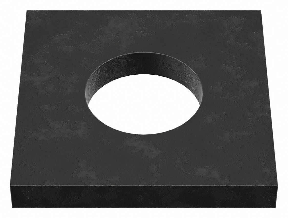 Square Washer: Case Hardened, Black Oxide, Steel, 7/8 in Screw Sz, 0.938 in In Dia, 2 in Washer Lg