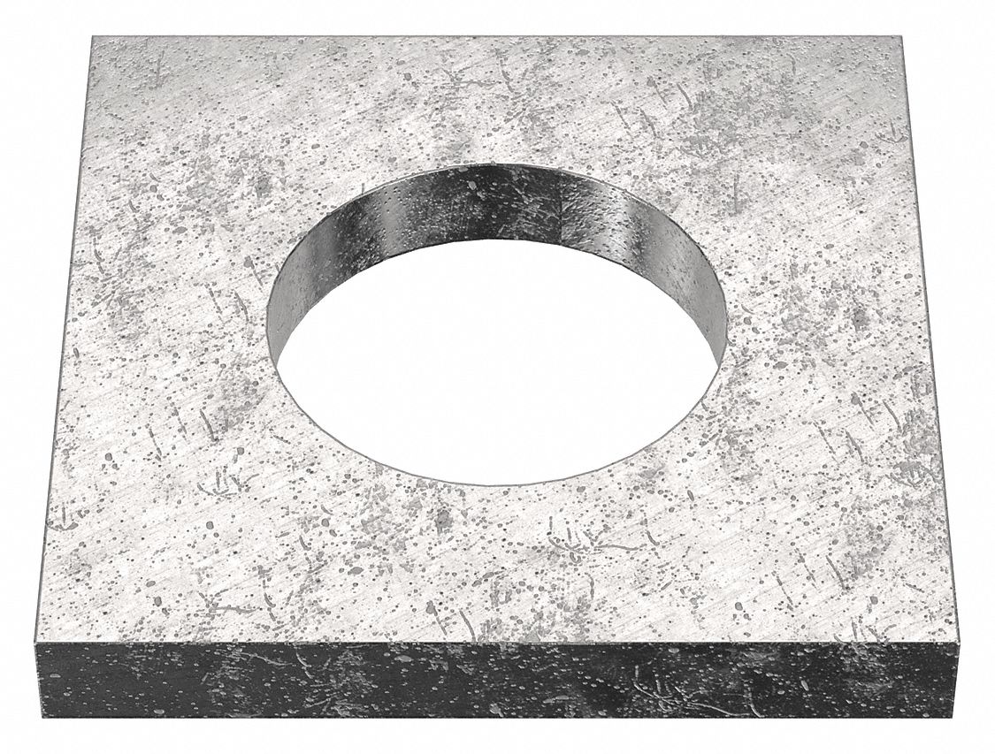 Square Washer: 18-8, Stainless Steel, 1 in Screw Sz, 1.062 in In Dia, 0.265 in Max Thick, 18-8