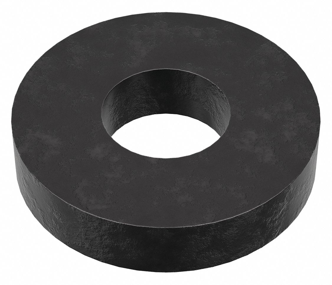 Flat Washer: Case Hardened, Black Oxide, Steel, #6 Screw Sz, 0.156 in In Dia, 3/8 in Out Dia, 25 PK