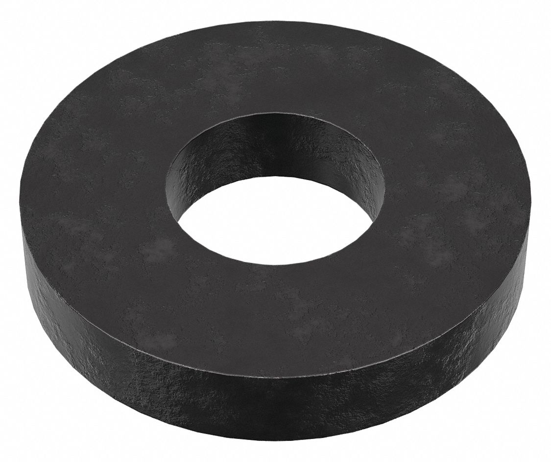 Flat Washer: Case Hardened, Black Oxide, Steel, #8 Screw Sz, 0.188 in In Dia, 7/16 in Out Dia, 25 PK
